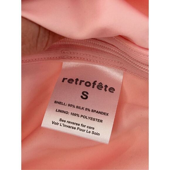 Retrofête Rylie Silk-Blend One Shoulder Crop Top Women’s Blush Pink Size Small - Picture 10 of 10